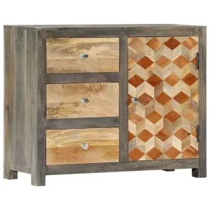 Dulap lateral, gri, 75 x 30 x 60 cm, lemn masiv de mango
