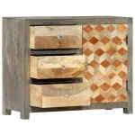 Dulap lateral, gri, 75 x 30 x 60 cm, lemn masiv de mango