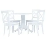 Set mobilier bucătărie, 5 piese, alb, lemn masiv de hevea