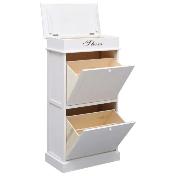 Pantofar, alb, 50x28x98 cm, lemn de paulownia