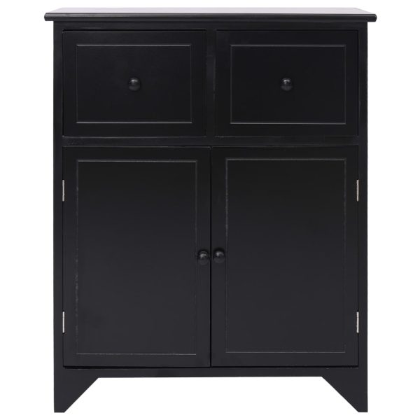 Dulap lateral, negru, 60 x 30 x 75 cm, lemn de paulownia