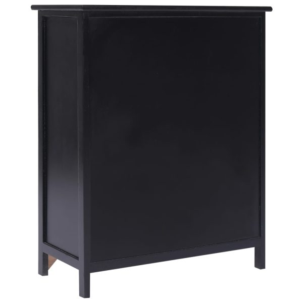 Dulap lateral, negru, 60 x 30 x 75 cm, lemn de paulownia