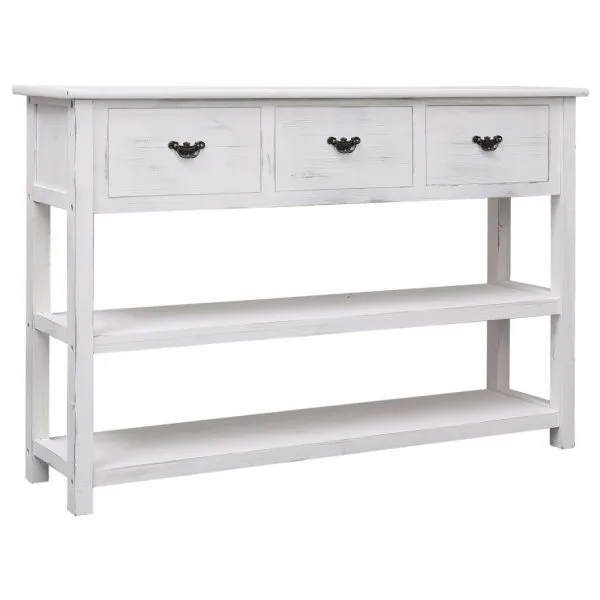 Dulap, alb antichizat, 115x30x76 cm, lemn