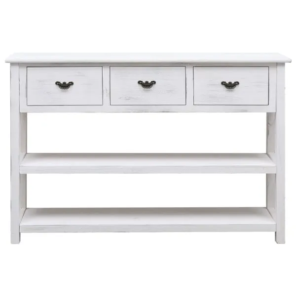 Dulap, alb antichizat, 115x30x76 cm, lemn