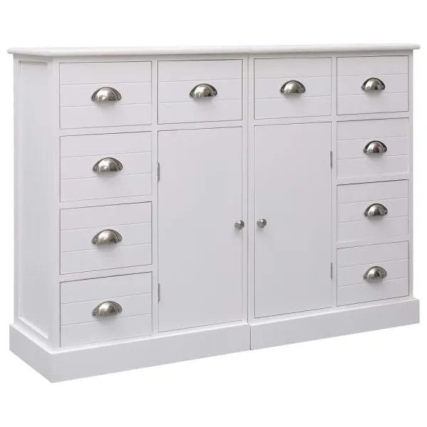 Dulap cu 10 sertare, alb, 113 x 30 x 79 cm, lemn
