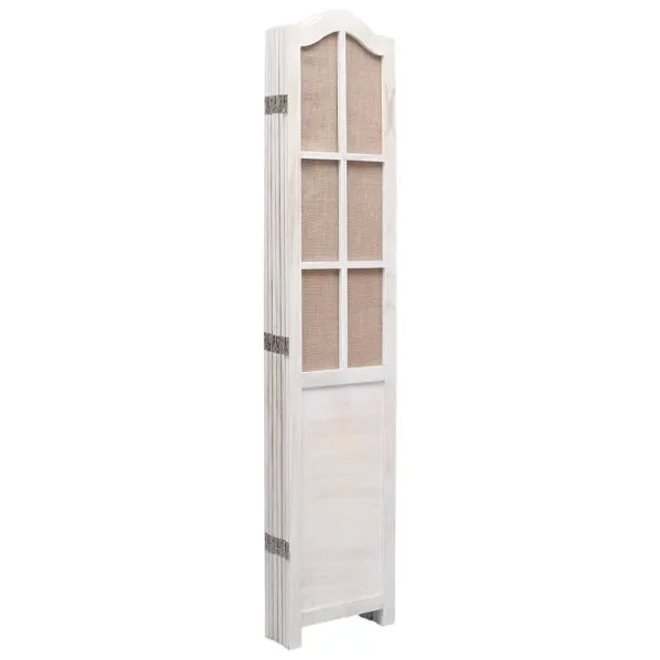 Paravan de cameră cu 6 panouri, alb, 210 x 165 cm, textil
