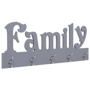 Cuier de perete FAMILY, gri, 74 x 29,5 cm