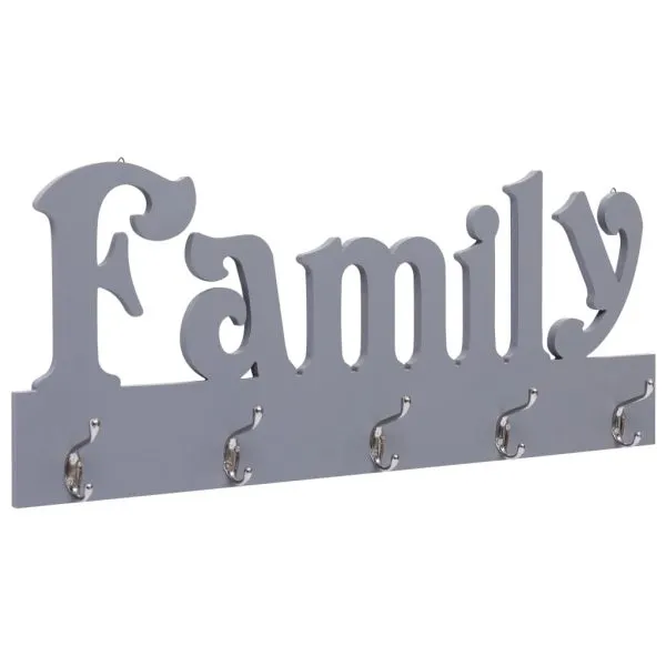 Cuier de perete FAMILY, gri, 74 x 29,5 cm