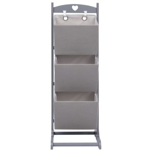 Suport coșuri depozitare 3 niveluri gri închis 35x35x102cm lemn
