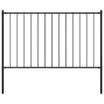 Panou de gard cu stâlpi, negru, 1,7 x 1,25 m, oțel