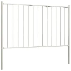 Panou de gard cu stâlpi alb 1,7×1 m oțel vopsit electrostatic
