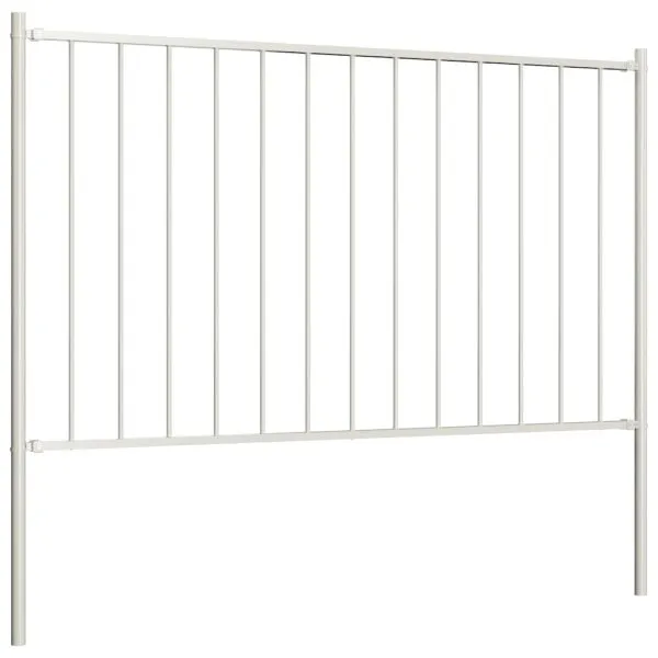Panou de gard cu stâlpi alb 1,7×1 m oțel vopsit electrostatic