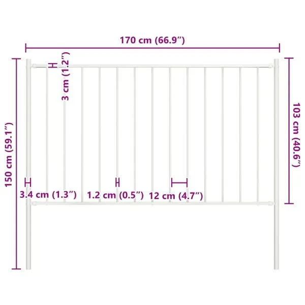 Panou de gard cu stâlpi alb 1,7×1 m oțel vopsit electrostatic
