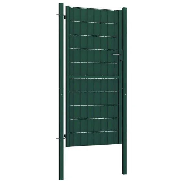 Poartă de gard, verde, 100×164 cm, PVC și oțel
