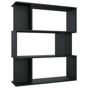 Bibliotecă/Separator cameră, negru, 80x24x96 cm, lemn prelucrat