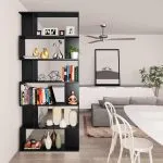 Bibliotecă/Separator cameră negru, 80x24x192 cm, lemn prelucrat