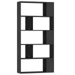 Bibliotecă/Separator cameră negru, 80x24x159 cm, lemn prelucrat