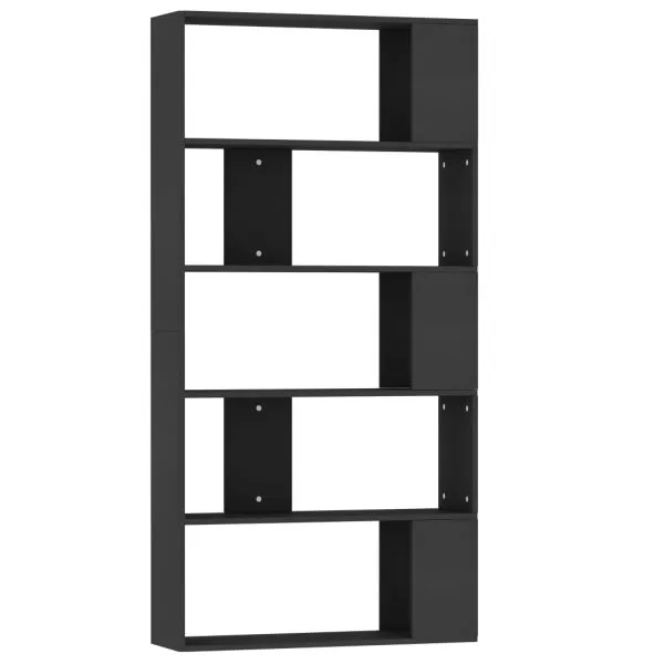 Bibliotecă/Separator cameră negru, 80x24x159 cm, lemn prelucrat
