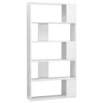 Bibliotecă/Separator cameră, alb extralucios, 80x24x159 cm, PAL