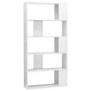 Bibliotecă/Separator cameră, alb extralucios, 80x24x159 cm, PAL