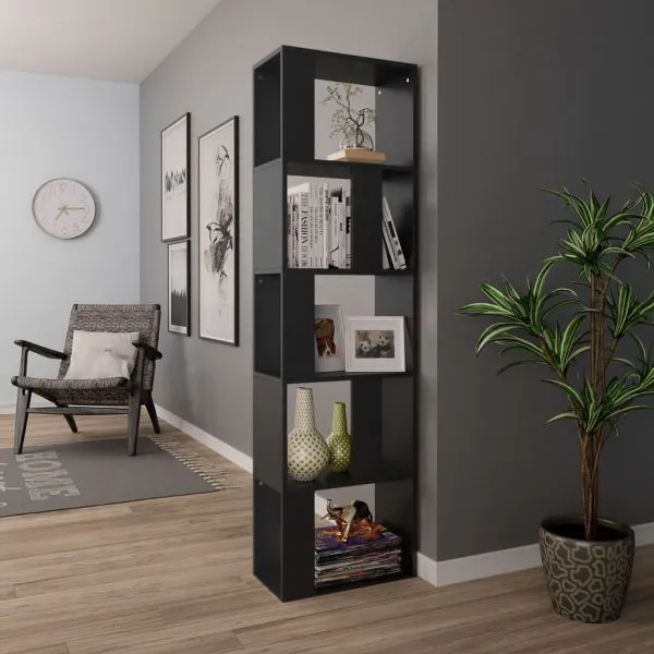 Bibliotecă/Separator cameră negru, 45x24x159 cm, lemn prelucrat