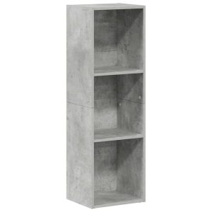 Bibliotecă/Dulap TV, gri beton, 36x30x114 cm, lemn prelucrat