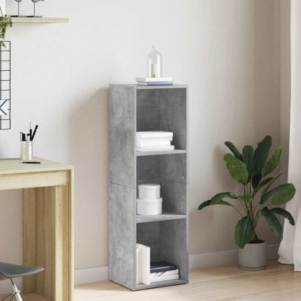Bibliotecă/Dulap TV, gri beton, 36x30x114 cm, lemn prelucrat
