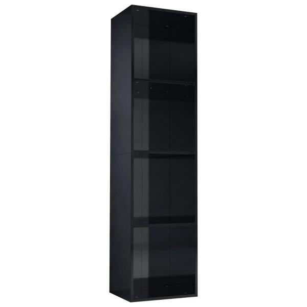 Bibliotecă/Comodă TV, negru extralucios, 36x30x143 cm, PAL