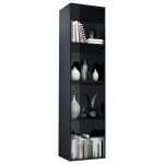 Bibliotecă/Comodă TV, negru extralucios, 36x30x143 cm, PAL