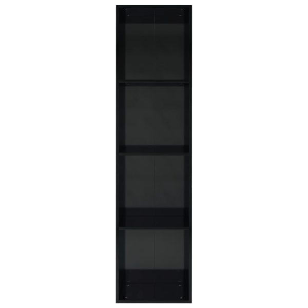 Bibliotecă/Comodă TV, negru extralucios, 36x30x143 cm, PAL