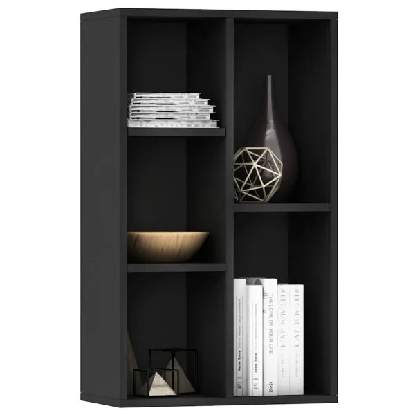 Bibliotecă/Dulap, negru, 50x25x80 cm, lemn prelucrat