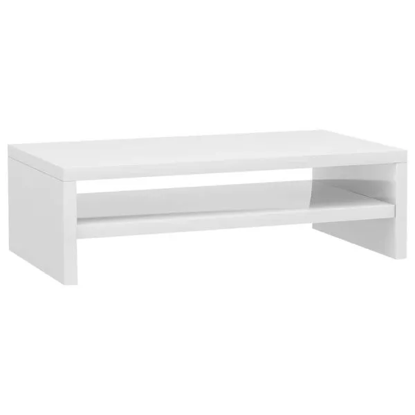 Suport monitor, alb extralucios, 42x24x13 cm, lemn prelucrat