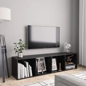 Bibliotecă/Comodă TV, negru, 143x30x36 cm