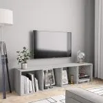 Bibliotecă/Comodă TV, gri beton, 143x30x36 cm