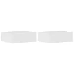 Noptiere suspendate, 2 buc., alb extralucios, 40x30x15 cm