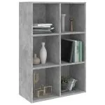 Bibliotecă/Servantă, gri beton, 66x30x98 cm, PAL