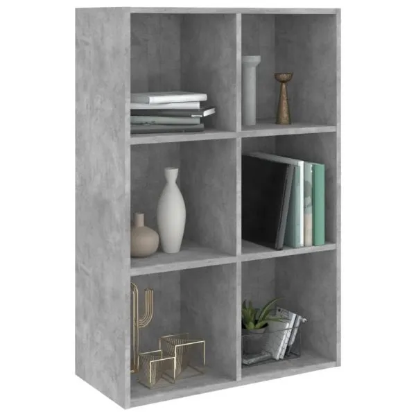Bibliotecă/Servantă, gri beton, 66x30x98 cm, PAL