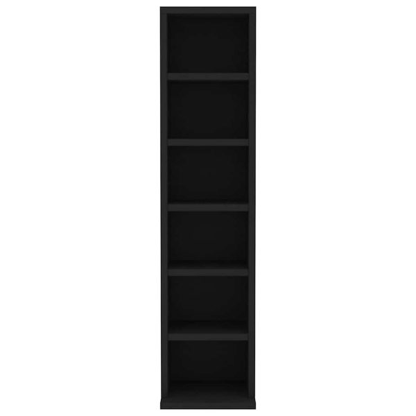 Dulap CD-uri, negru, 21x20x88 cm, lemn compozit