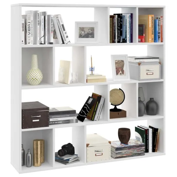 Separator cameră/Bibliotecă, alb, 110x24x110 cm, PAL