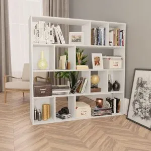 Separator cameră/Bibliotecă, alb, 110x24x110 cm, PAL