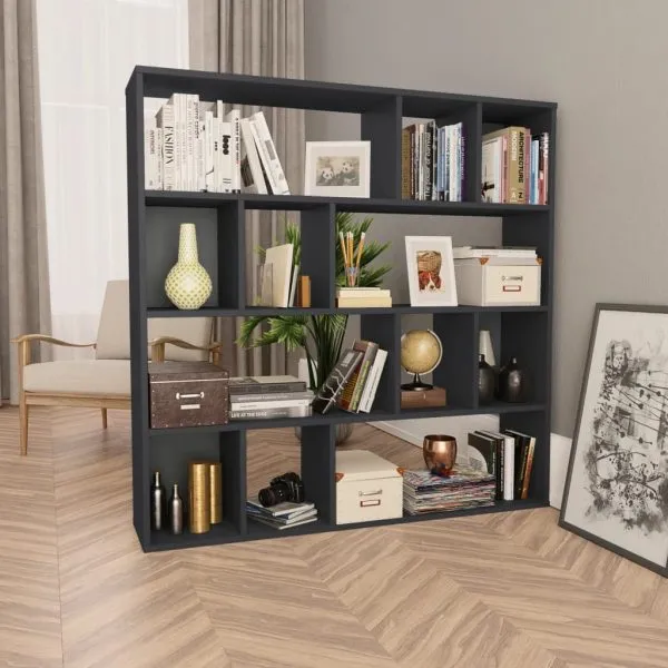 Separator cameră/Bibliotecă, gri, 110x24x110 cm, PAL