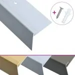Profile trepte formă de F, 15 buc., argintiu, 90 cm, aluminiu