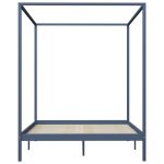 Cadru pat cu baldachin, gri, 180 x 200 cm, lemn masiv de pin