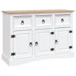 Servantă alb 132x43x78 cm lemn masiv pin mexican gama Corona