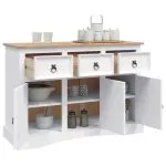 Servantă alb 132x43x78 cm lemn masiv pin mexican gama Corona