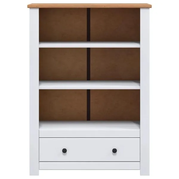 Bibliotecă, alb, 80x35x110 cm, lemn masiv de pin, gama Panama