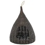 Casă de pisici cu pernă, gri, 40×60 cm, salcie naturală, teepee