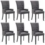 Scaune de bucătărie cu cotiere, 6 buc., gri închis, textil
