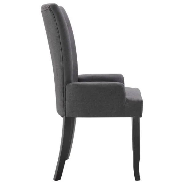 Scaune de bucătărie cu cotiere, 6 buc., gri închis, textil