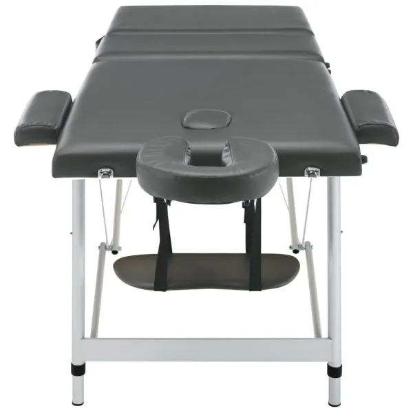 Masă de masaj cu 3 zone, cadru aluminiu, antracit, 186 x 68 cm